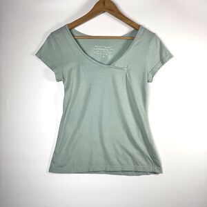 Stewart and‎ Brown T Shirt Womens Medium Green Organic Cotton V Neck Made in USA